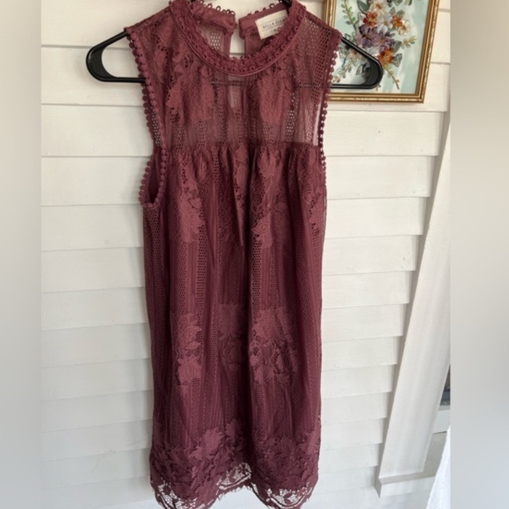 Lace Practical Magic Burgundy Maroon Sleeveless Brunch Modest Baby Doll Dress - Picture 4 of 13